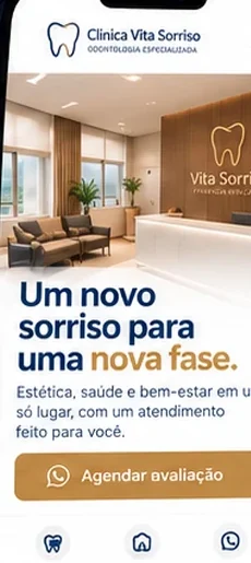 Exemplo visual da versão mobile de site odontológico